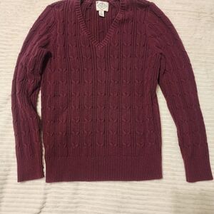 St. John's Bay Red V-Neck Sweater Cable Knit